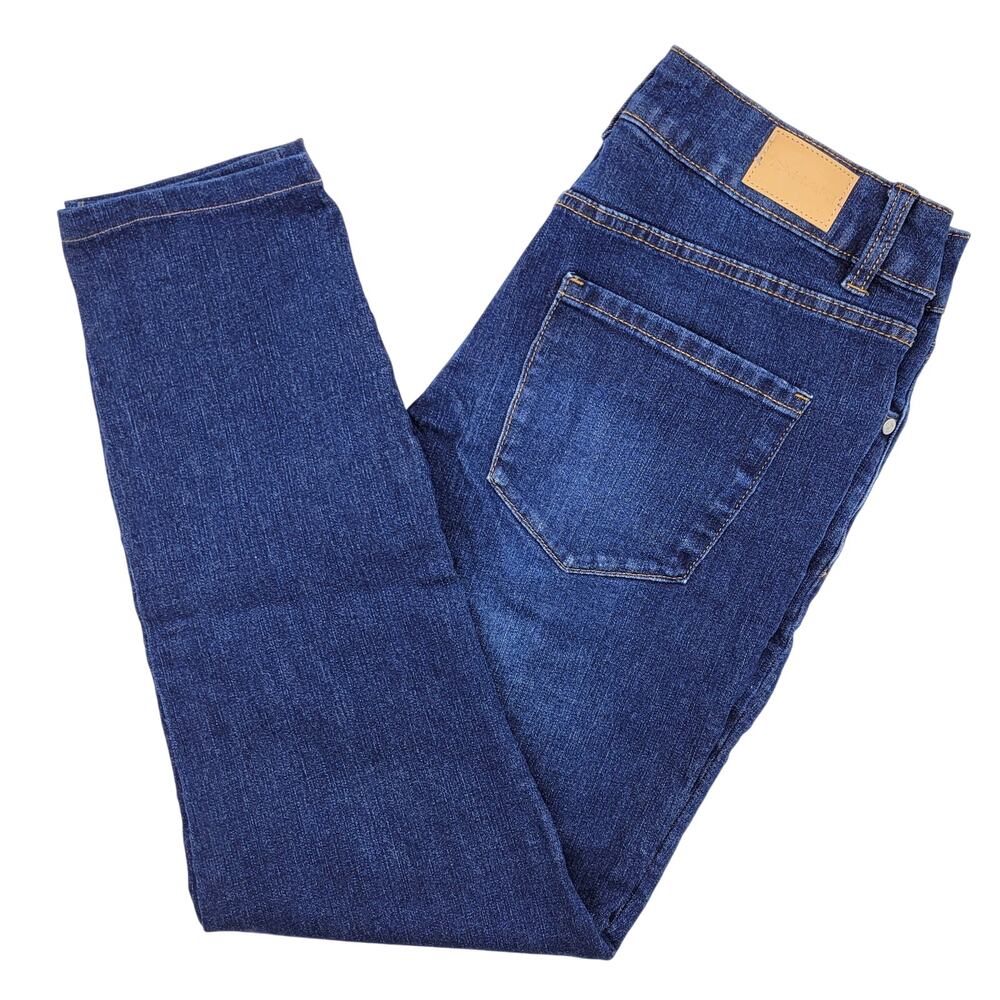 Tahari Jeans Women's 8/29 Blue Kelly Mid-Rise Skinny Crop Stretch Denim Vacation